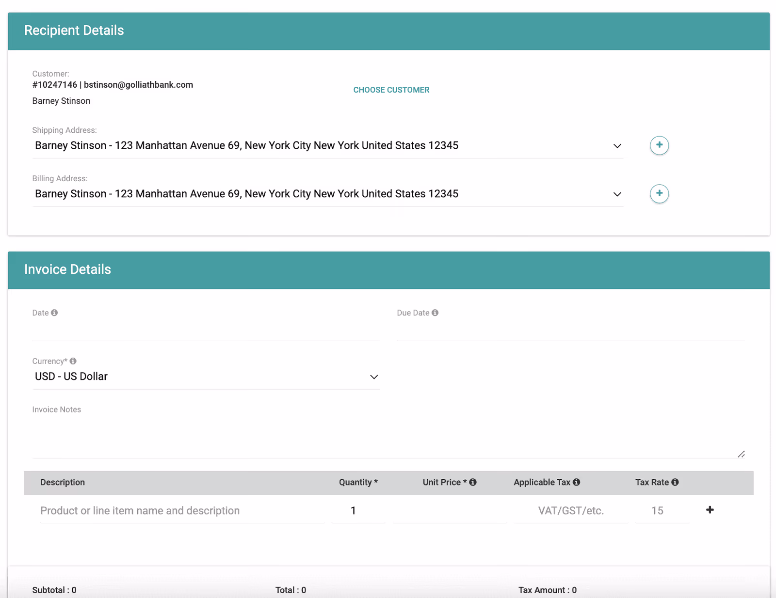 pelcro product update invoice details
