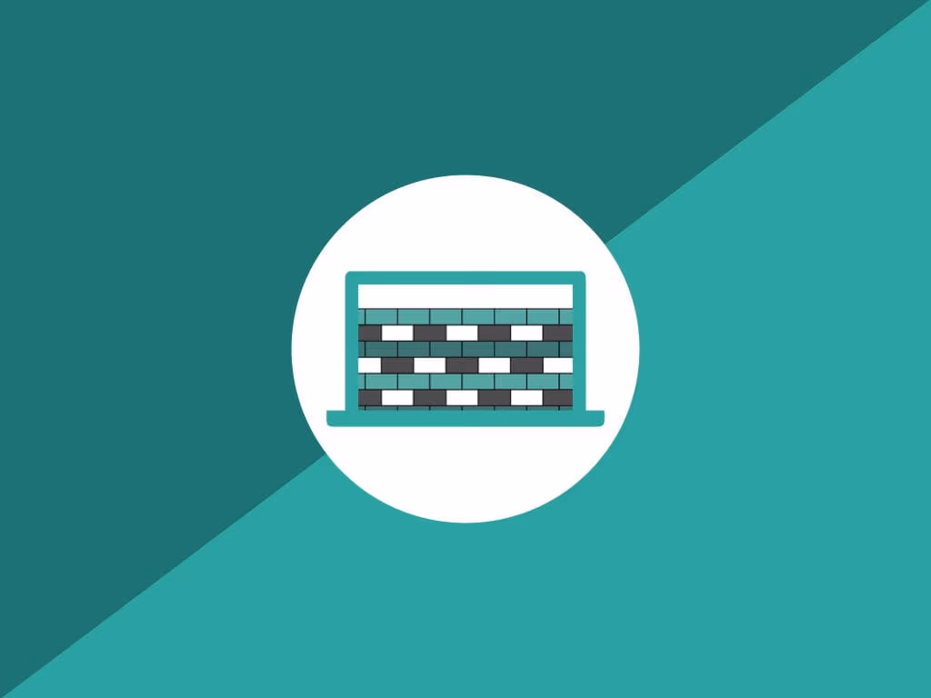 Illustration of a laptop screen showing a brick wall, representing a website paywall blocking content