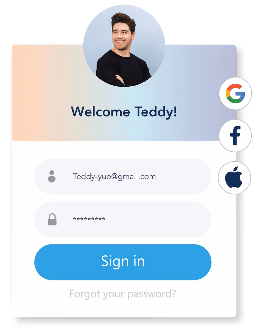 Passwordless login interface showing secure verification flow