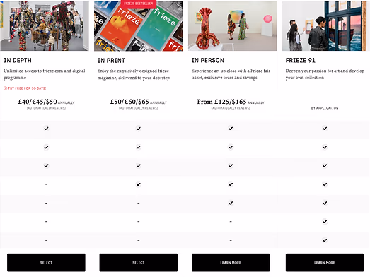 Frieze subscription management dashboard powered by Pelcro