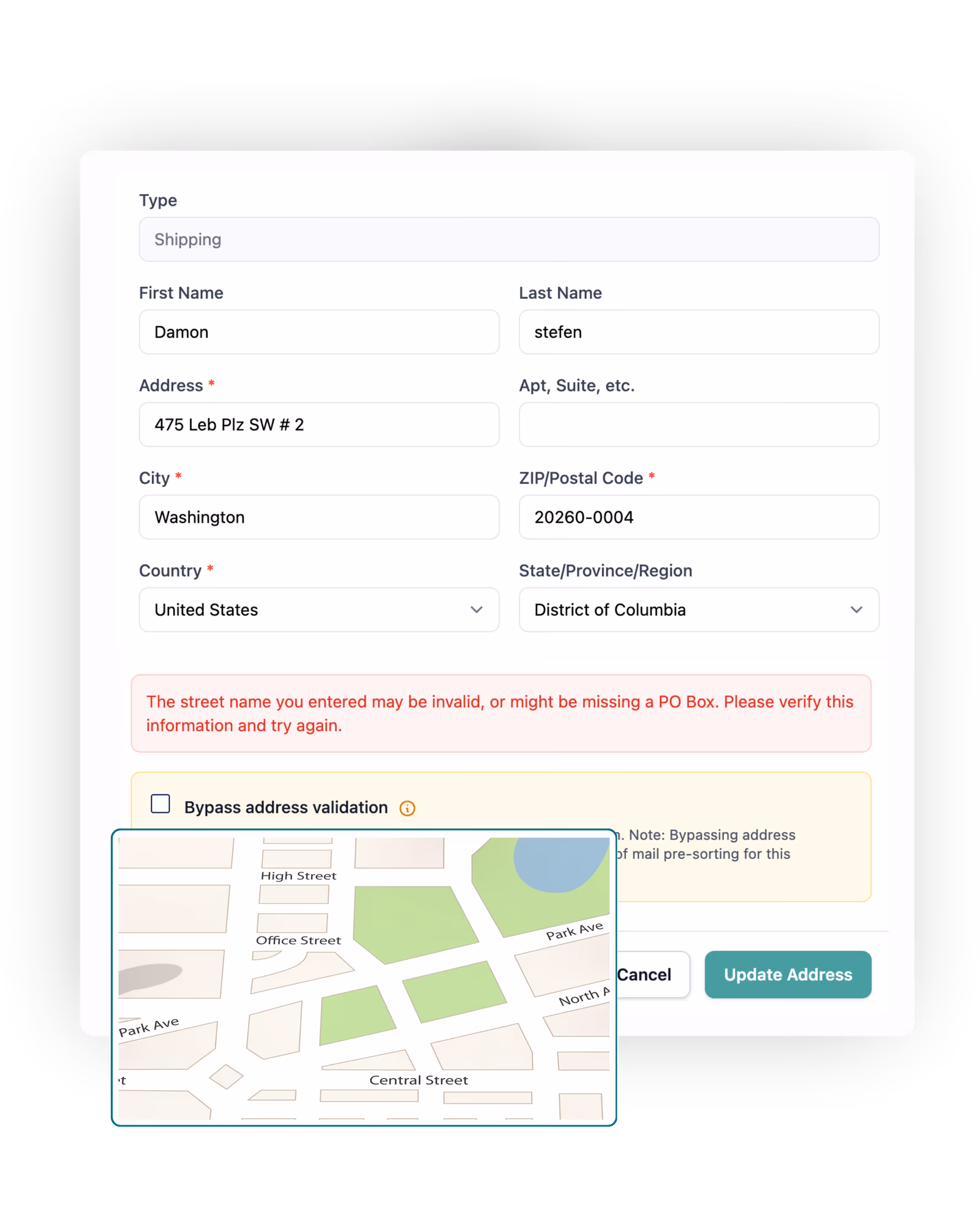 USPS address verification